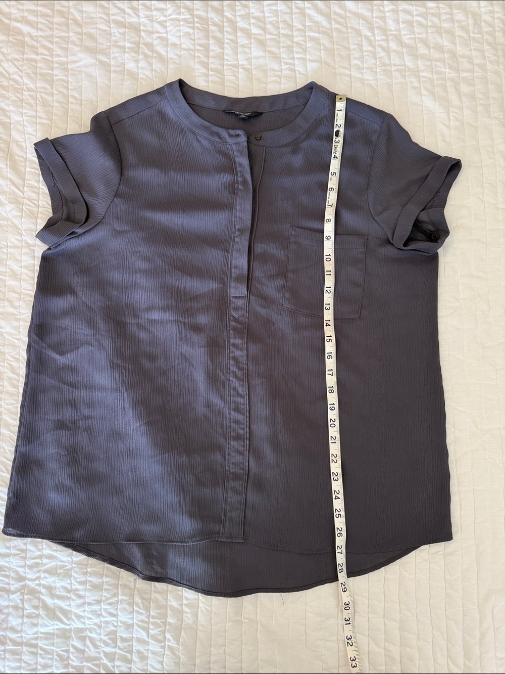 Simply Vera Verawang Women's Short Sleeve Button-Front Blouse in Slate Gray - Picture 7 of 7